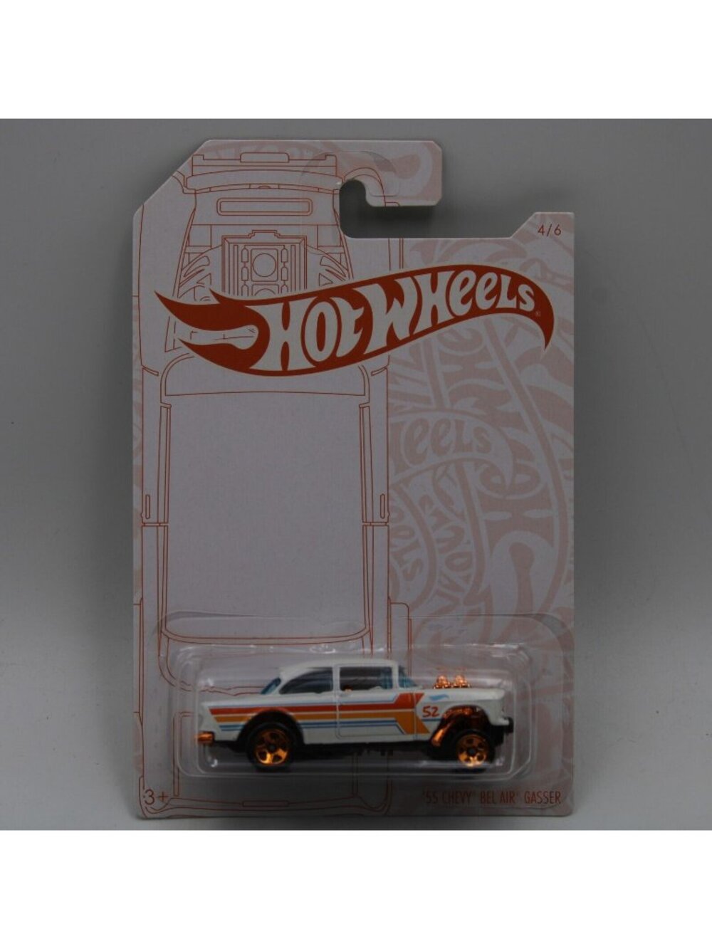 Hot Wheels '55 Chevy Bel-Air Gasser 52 Year Anniversary Pearl And Chrome 4/6
